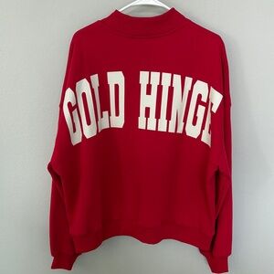 GOLD HINGE! NWT! Women's Red Crewneck Sweatshirt with Subtle Script Logo